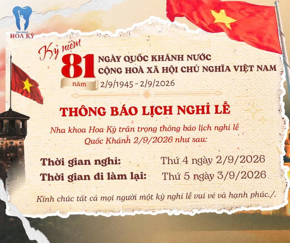 Thông báo lịch nghỉ lễ 2-9 Nha Khoa Hoa Kỳ
